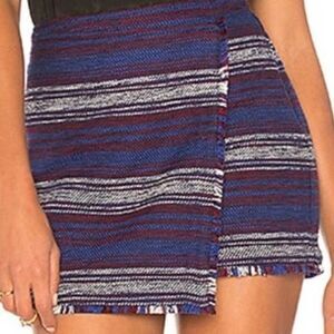 Joie Genae Tweed Wrap Skirt Frayed Hem Short A Line Lined Sz 6 Polyester Cotton